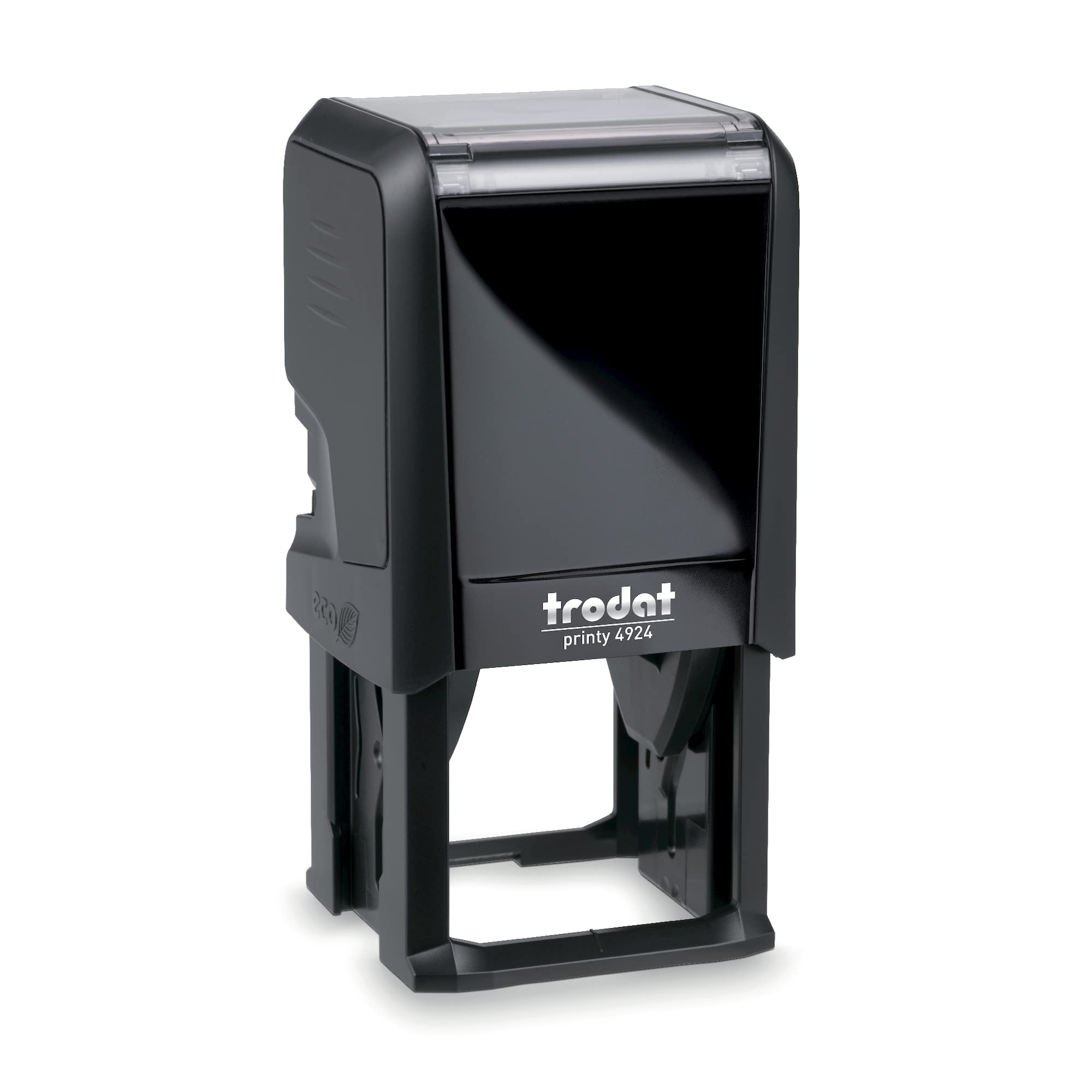 Trodat Printy 4924 Timbro Personalizzato Autoinchiostrante, Max 8 Righe, Dimensione Impronta Quadrata 40x40 mm, Nero, Cartuccia Inchiostro Blu, Ideale per Loghi, Dati Aziendali, QR Code, Inviti Eventi