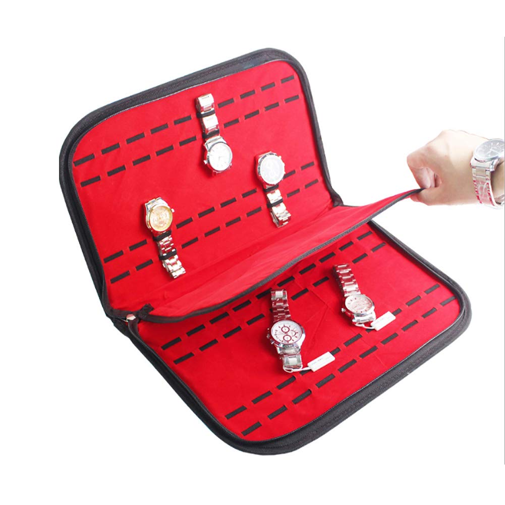 Boîte de Rangement pour 20 Montres, Étui en PU et Tissu Bloqué, Protection Contre Les Rayures et Dommages, Organisation Sécurisée pour Montres et Bijoux