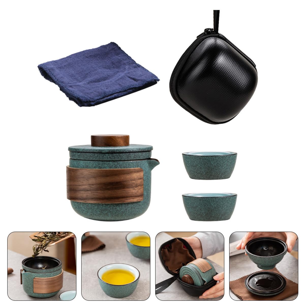 Tragbares Geschenk für Teeliebhaber für Zuhause und Büro sicheres und Elegantes Design Kung Fu Teeset aus Keramik mit Teekanne und 2 Teetassen
