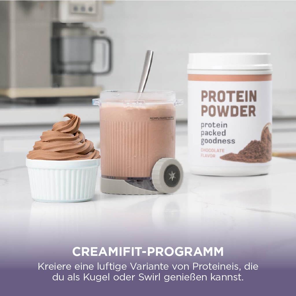 Ninja CREAMi NC701EUSTGD Eismaschine 2 Behälter 13 Funktionen Eiscreme Softeis Gelato Sorbet Milchshakes Mix-In Stone Gold