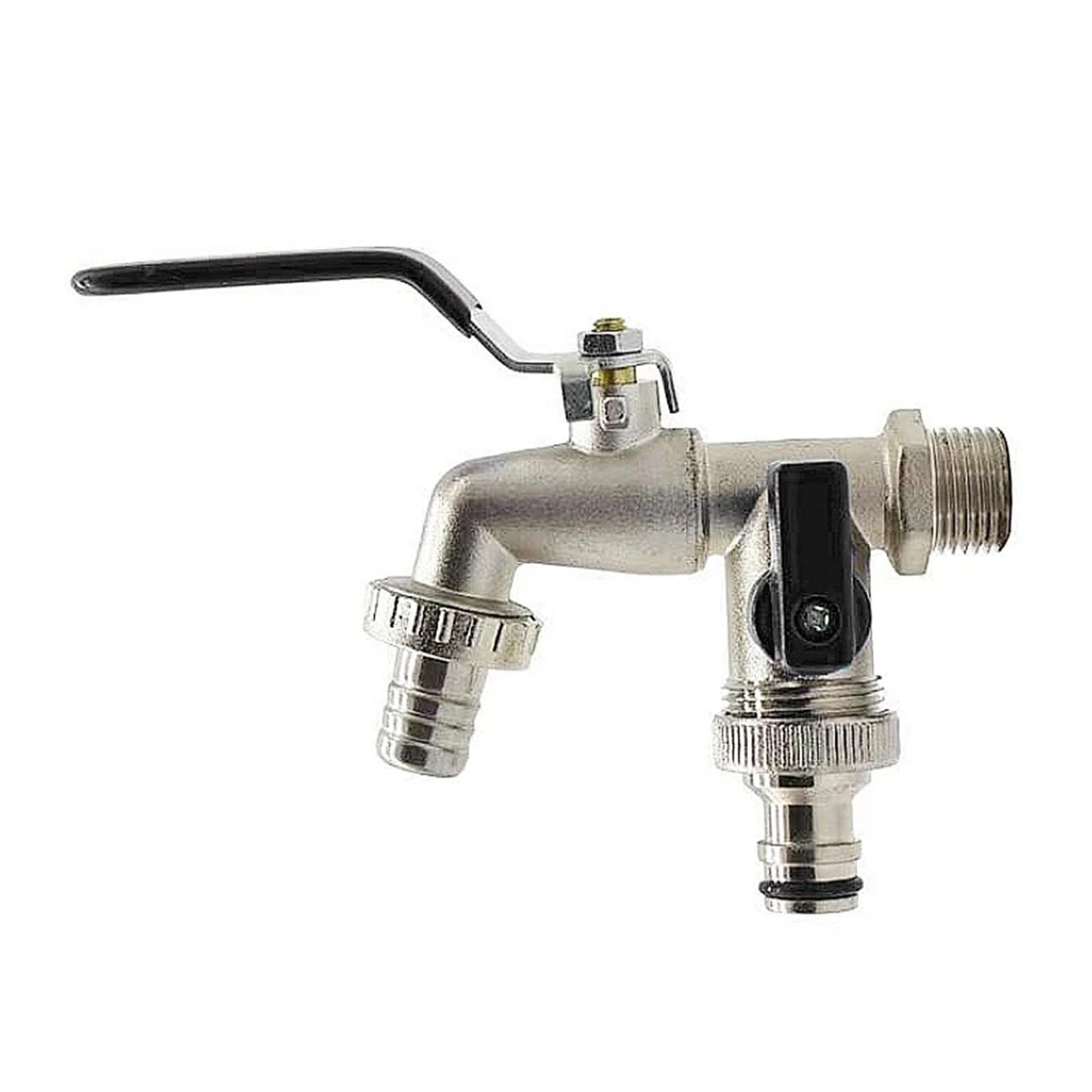 Trryuip Color-F Outside Tap Outdoor Garden Faucet 1 Inlet 2 Outlet Anti-Freeze With Dual Nipple Brass Blue Color Water Tap Tools(Color-F)