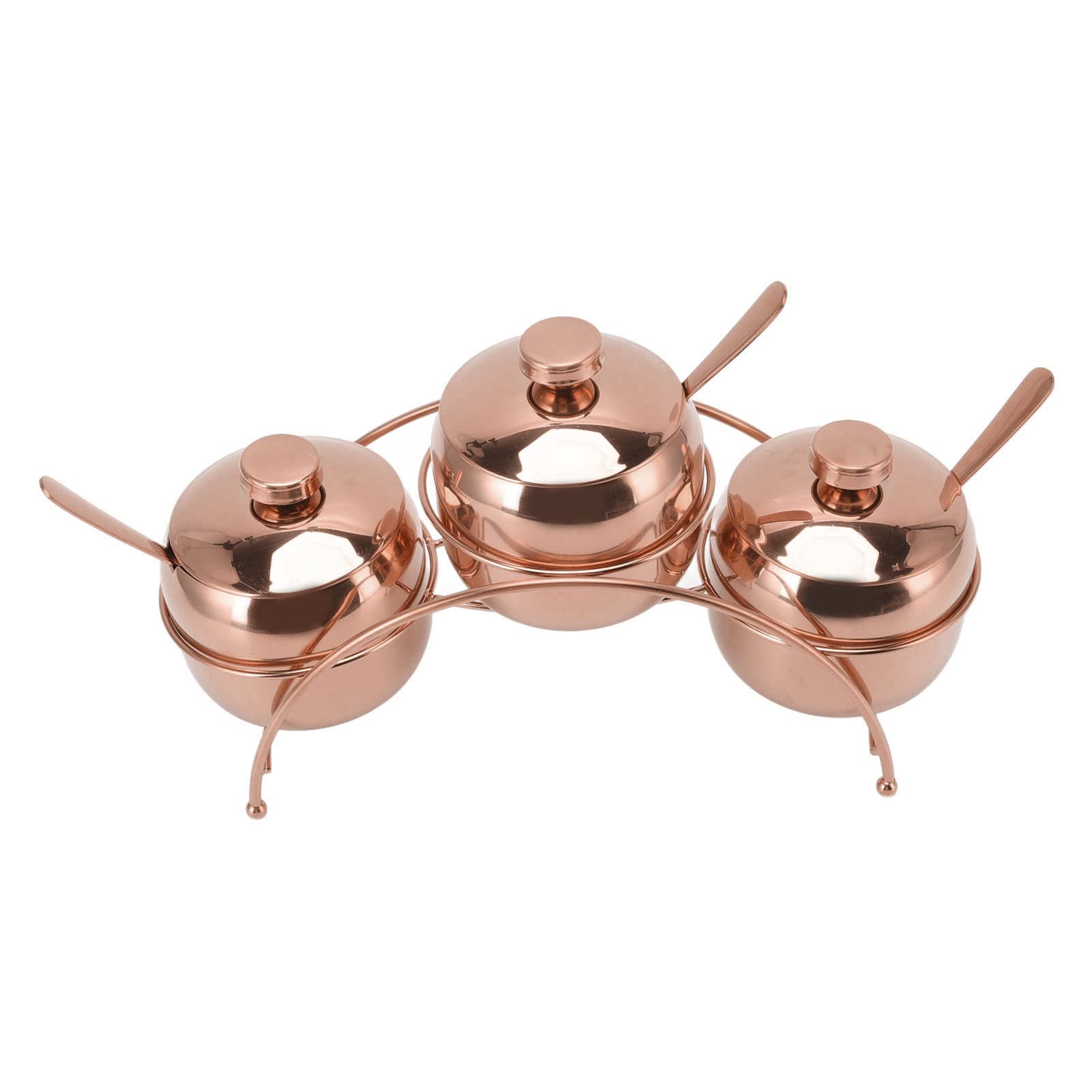 Set di Barattoli per Condimenti in Acciaio Inossidabile Contenitori per Spezie Grandi Barattolo di Zucchero per Sale e Pepe con Coperchio e Cucchiaio Bottiglie per Condimenti da Cucina con(Oro rosa)