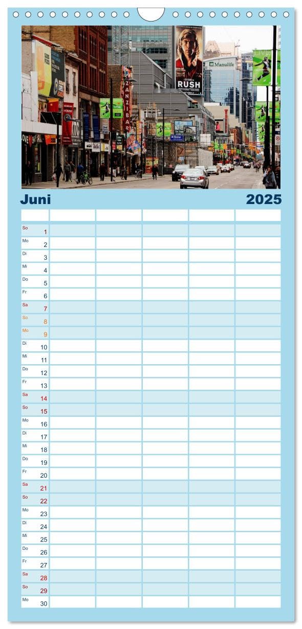 Familienplaner 2025 - Provinzhauptstadt Toronto mit 5 Spalten (Wandkalender, 21 cm x 45 cm), CALVENDO: Stadt am Ontariosee (CALVENDO Orte)