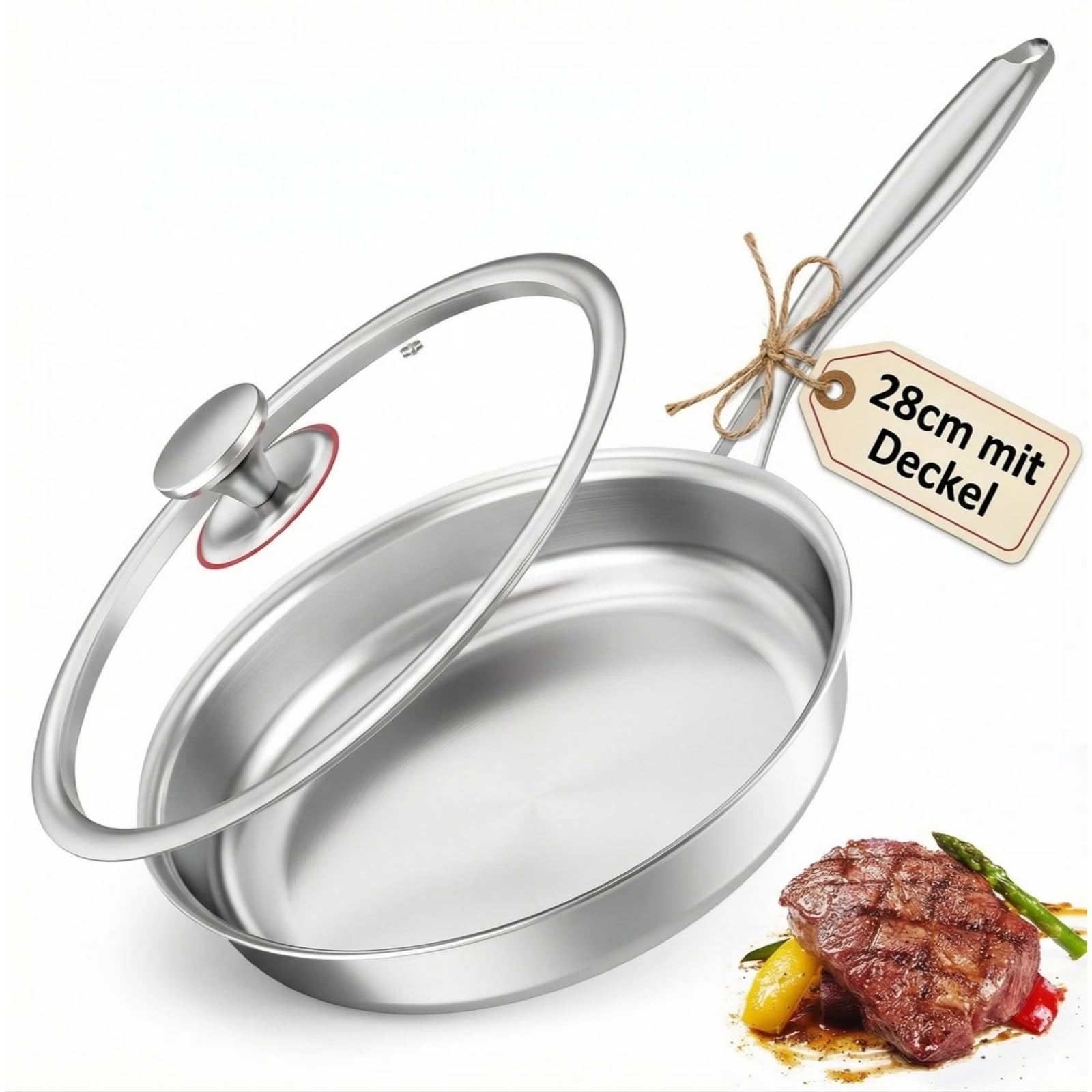 Sartén de acero inoxidable, 28 cm