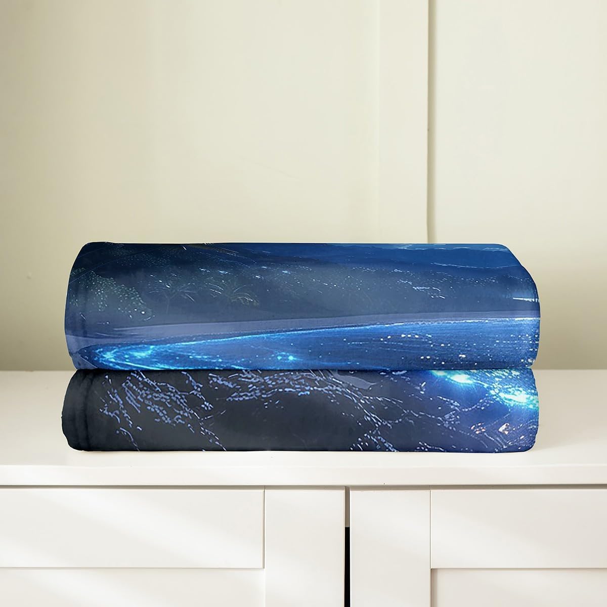 Feelyou Blue Ocean Fuzzy Blanket Beach Theme Flannel Fleece Throw Blanket for Kids Boys Girls Coastal Nautical All Season Bed Blanket Queen 90"x90" Starfish Seashell Conch Plush Blanket