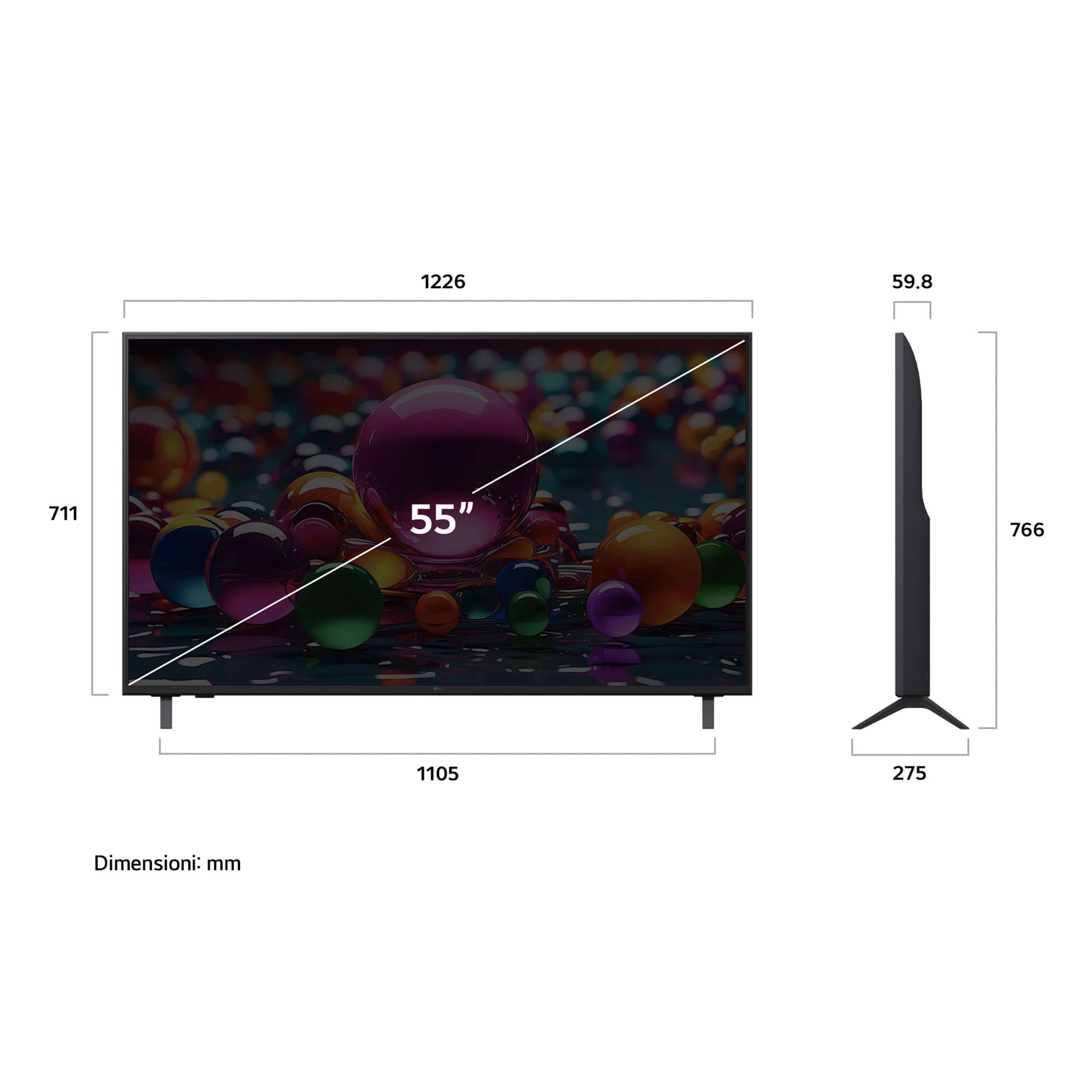 LG UHD AI 55 Pollici, Serie UA75 2025 Smart TV 4K Ultra HD - 55UA75006LA | Processore ?7 Gen8, WebOS con AI, Filmmaker Mode, HDR10, Gaming con VRR 4K@60Hz, Game Optimizer, Wi-Fi