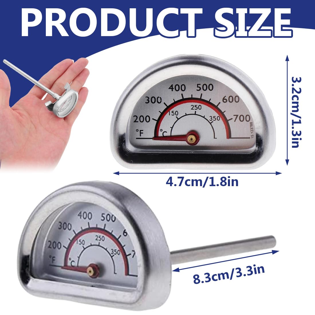 NHQZ 1 Pièces Thermometre Four Compatible avec Omnia Thermometre Cuisine en Acier Inoxydable avec Sonde Thermomètres pour Barbecue Fumoir Gril Casseroles Faitouts Mesure de 0 °C à 400 °C