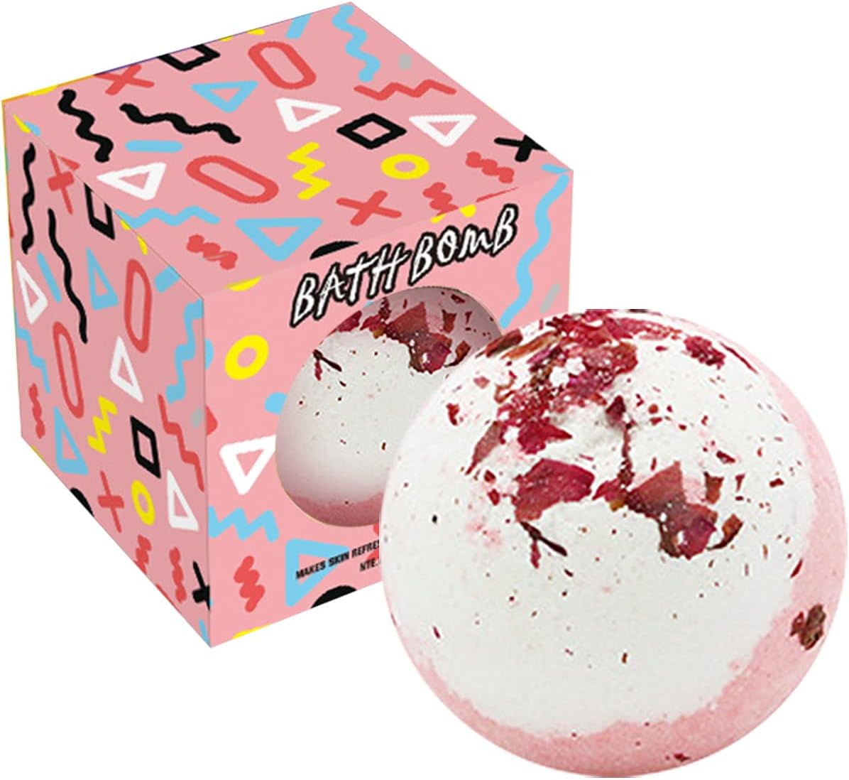 Dried Flower Bath Salt Balls,Rose Extract Essential Oils,Moisturizing Dry Skin,Fizzy Spa,Self Care,Bubble Bath Bomb Gifts Idea for Men Women