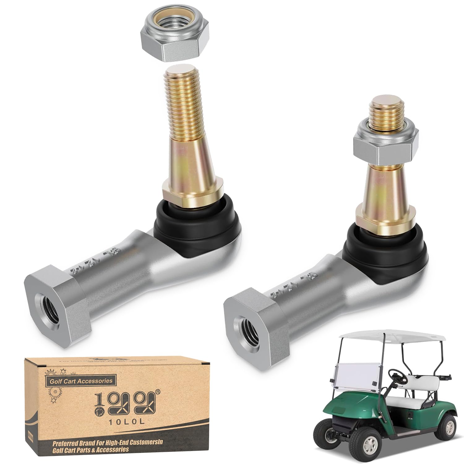 10L0L 2 Pack Golf Cart Ball Joint Tie Rod End Kit for 2001-Up EZGO TXT Electric & Gas, OEM Part # 70902-G01 70902-G02 (Driver & Passenger Side)