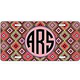 Simply Customized Personalized License Plate Monogram Colorful Aztec Diamonds License Plate Car Auto