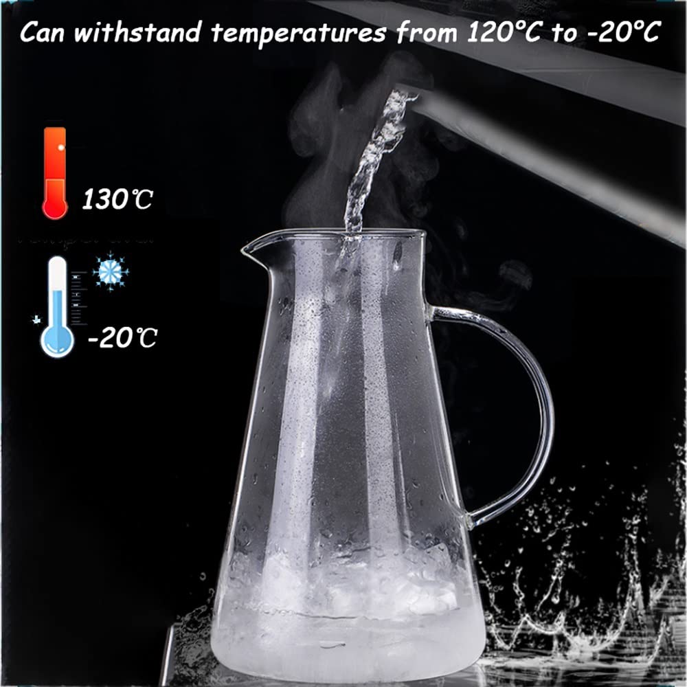 Nff Jarra De Cristal, Jarra De Agua De Cristal De 1,85 L con Tapa, Jarra De Cristal Resistente Al Calor Fácil De Limpiar, Apta For Zumo, Té, Agua, Leche, Café