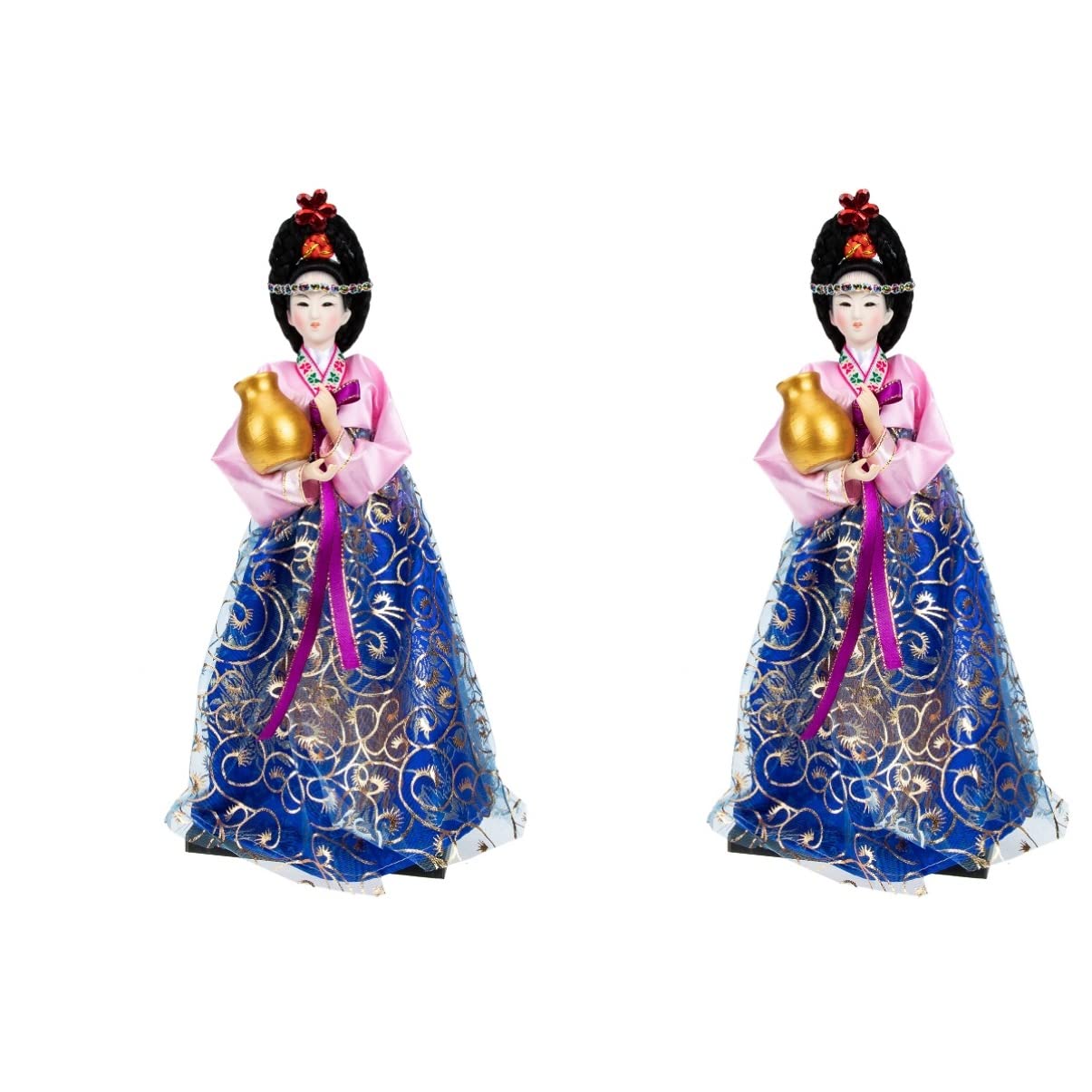 YARNOW Retro Home Decor Vintage Home Decor 2 Pcs Traditional Korean Cloth Korean Figurine Decoration Wedding Korean Doll Figurine Doll Doll Korean Hanbok Little Girl Dolls Retro Decor