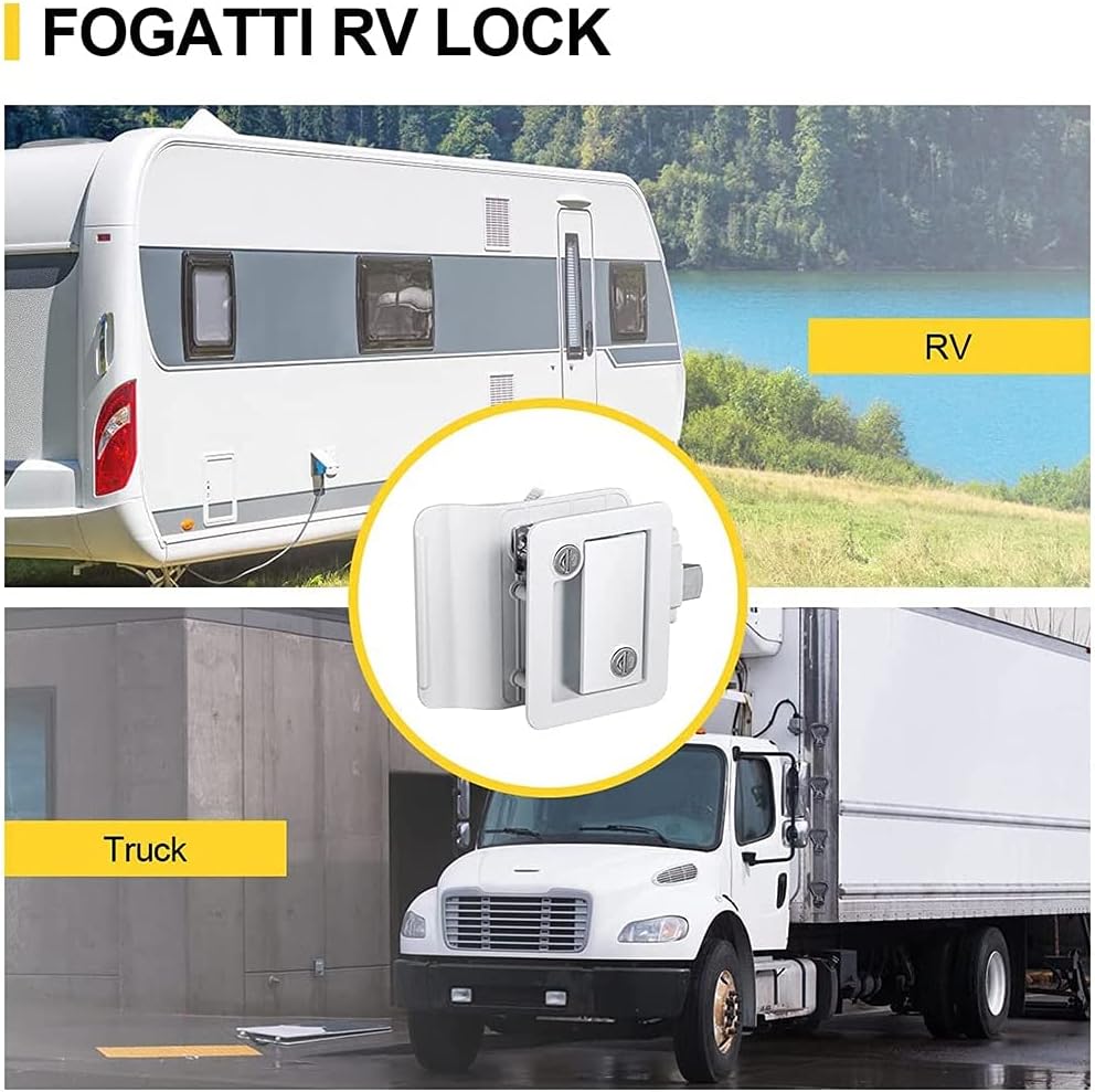 RV Entry Door Lock, Replacements for Most RV, Sturdy and Durable, Trailers and Campers with Child Lock, for Camper,Travel, Horse Trailer (Color : White) (White)