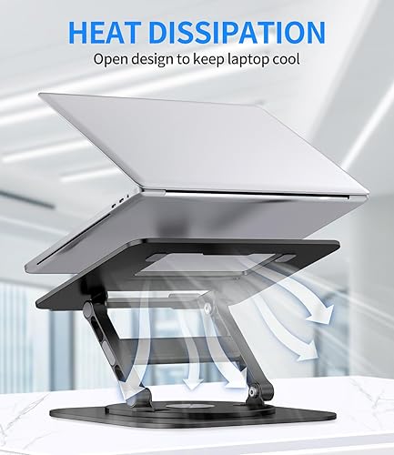 Miniatura 6 de Soporte ajustable para laptop con base giratoria de 360, soporte estable para computadora portátil, ergonómico y plegable, elevador para computadora
