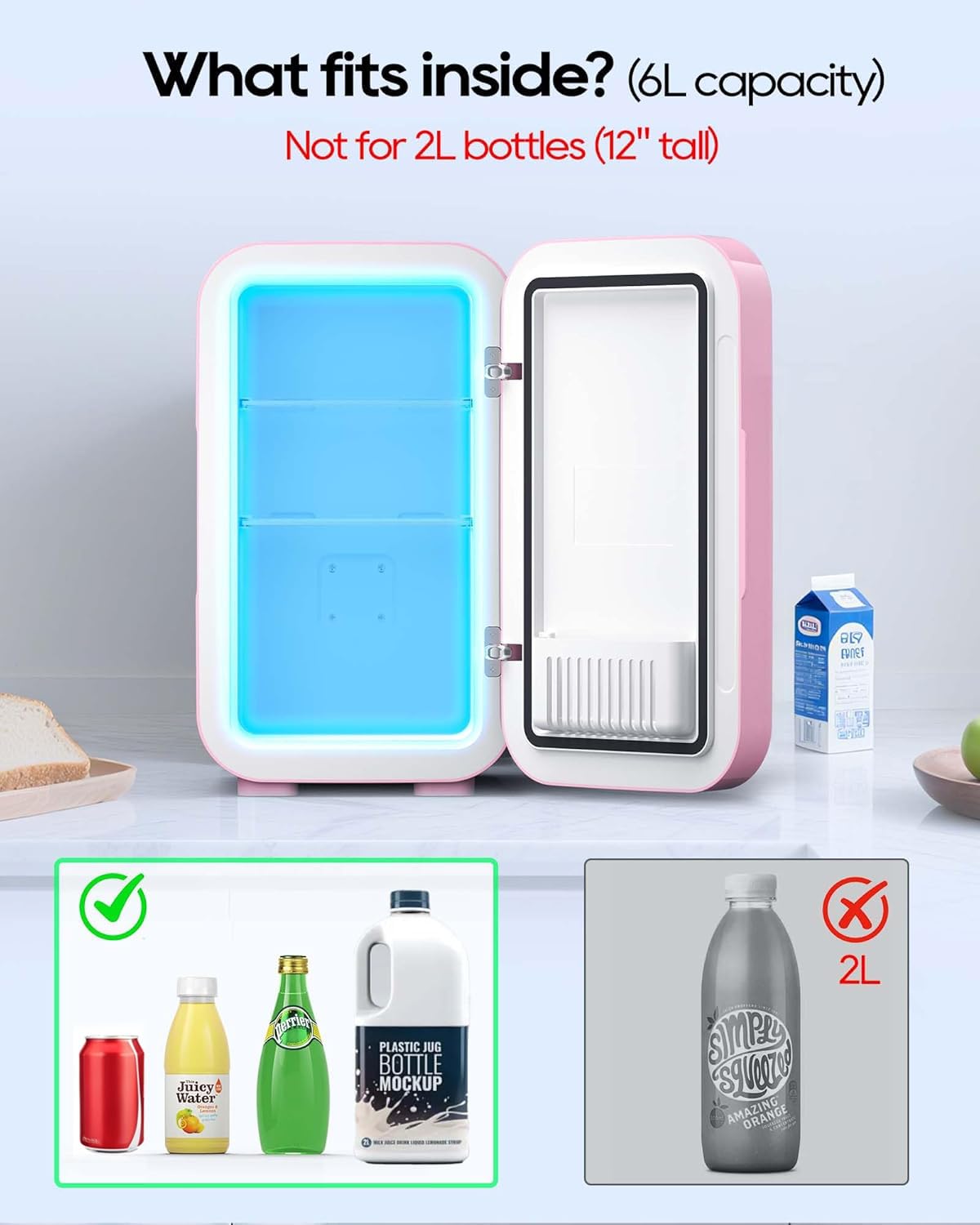 BEICHEN Mini nevera pequeña de 6 litros/8 latas para dormitorio, coche, oficina y dormitorio, CA 100-120 V/CC 12 V, enfriador termoeléctrico portátil y calentador para el cuidado de la piel, alimentos