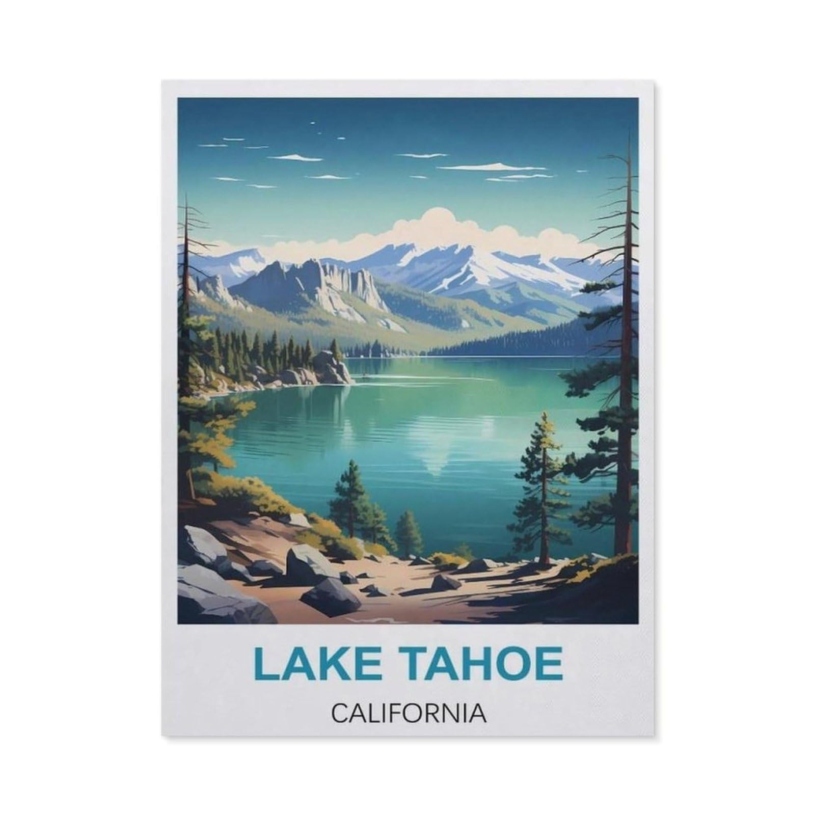 BEAYODKP 5D DIY Diamond Painting，Lake Tahoe California,Round Full Drill Crystal Rhinestone Embroidery Cross Stitch Arts Craft Canvas for Home Wall Decor（50 x 60 cm/19.68 x 23.62 inches）-CA48