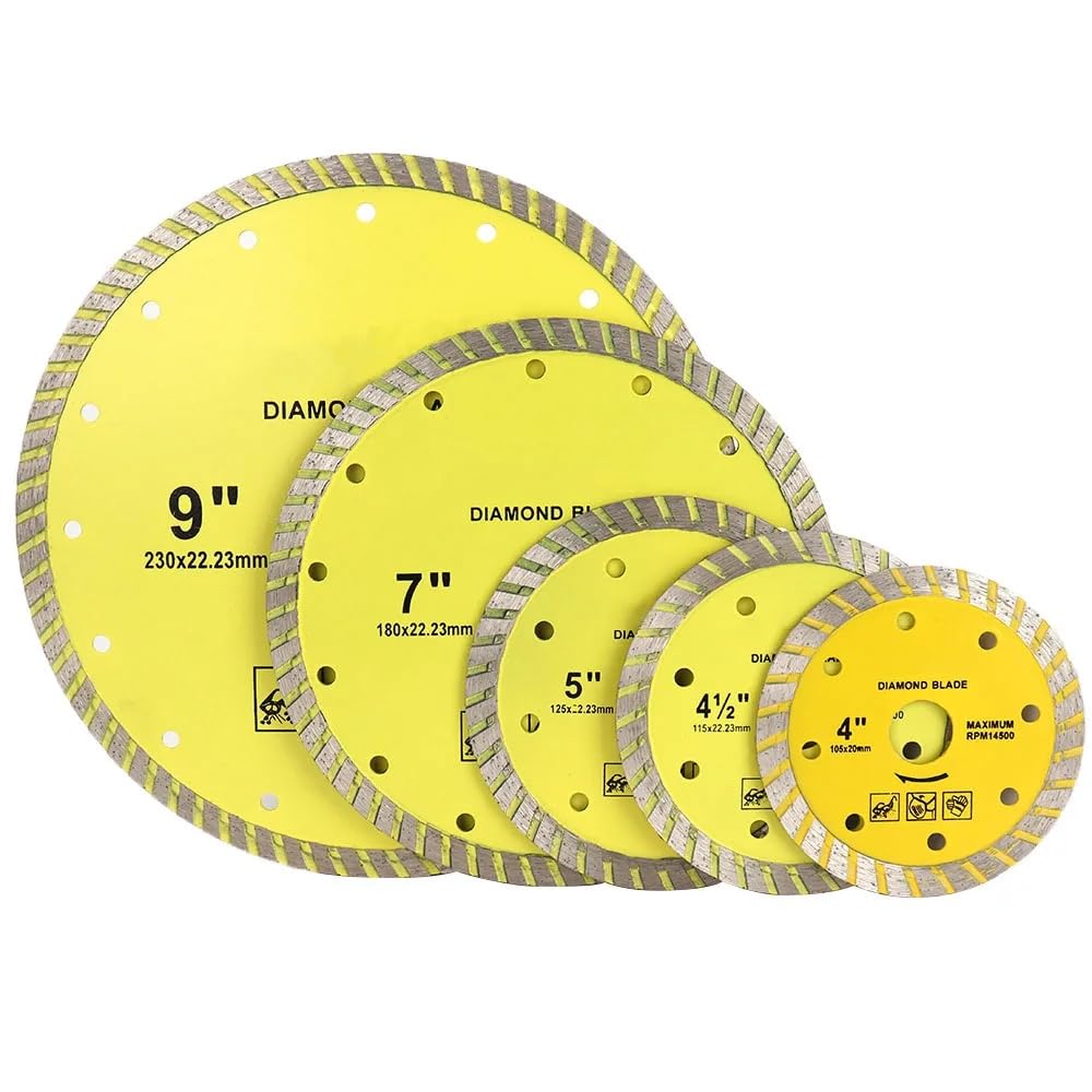 Discos de corte de diamante para amoladora angula 1 disco de corte de hoja de sierra de diamante de 4 a 9 pulgadas, hoja de corte segmentada turbo, disco de corte húmedo/seco for mármol, granito, pied