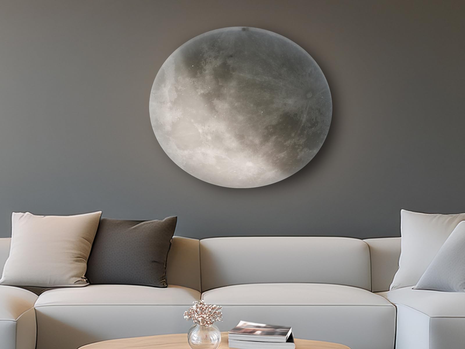 Trio Leuchten LED Deckenleuchte Lunar 627516000, Acryl mit Mondmotiv, Mondphase wechselbar, 1 x 40 Watt LED, Helligkeit einstellbar, Nachtlicht Funktion, inkl. Fernbedienung, Weiß