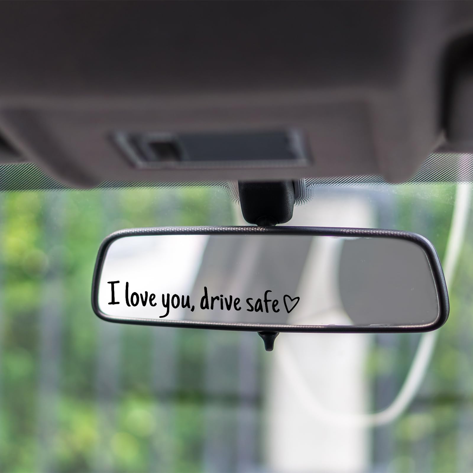 Hexqwl Rear View Mirror Stickers Car Decals 3PCS Vinyl Mirror Sticker Interior Accessories Love Message Drive Safe Gift