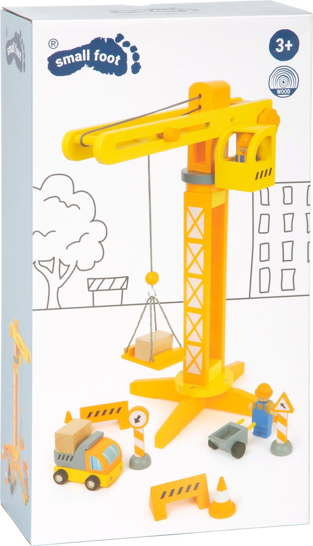 Small Foot Grue de Chantier, Jeu pour Enfants en Bois, à partir de 3 Ans, 12007