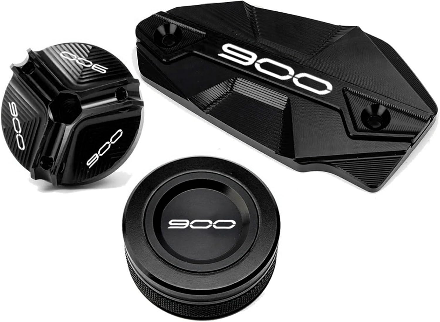 3PCS Compatible with Z900 Z 900 ABS 2017-2021 2022 2023 2024 2025 Z900 Motorcycle Accessories CNC Rear Front Brake Fluid Reservoir Cover Cap Oil Filler Cap Plug (Black)