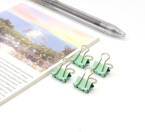 Miniatura 3 de Clips verdes para carpeta, mini clip para papel, pinzas pequeñas de papel de 0.591 in (58 pulgadas), paquete de 100 clips de oficina de tamaño micro