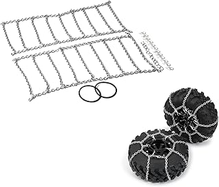 Zolikar 4Pcs RC Tire Chains 130MM Anti Skid Snow Chain Non Skid Sand Tire Chain for 1/10 Scale RC Crawler Car TRX4 SCX10