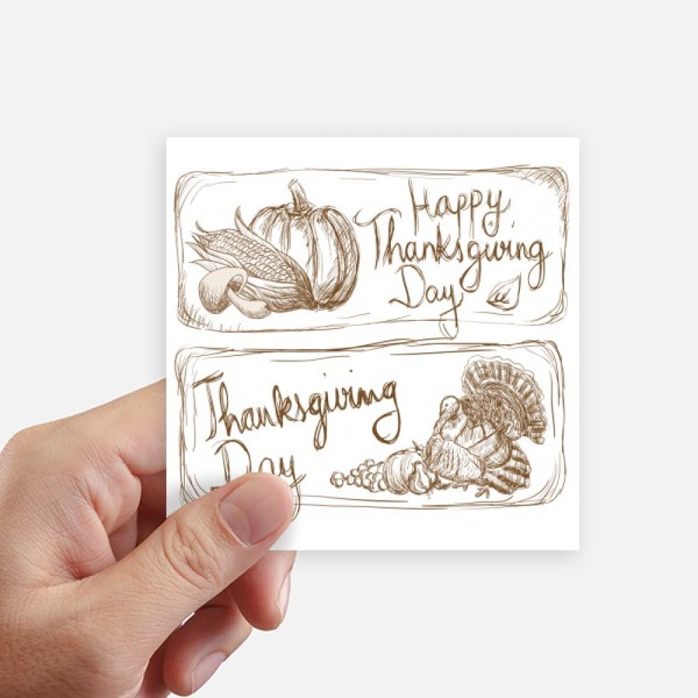 Autocollants carrés gris motif dinde Thanksgiving 10cm x 10cm DIYthinker pour déco mur et valise 8Pcs