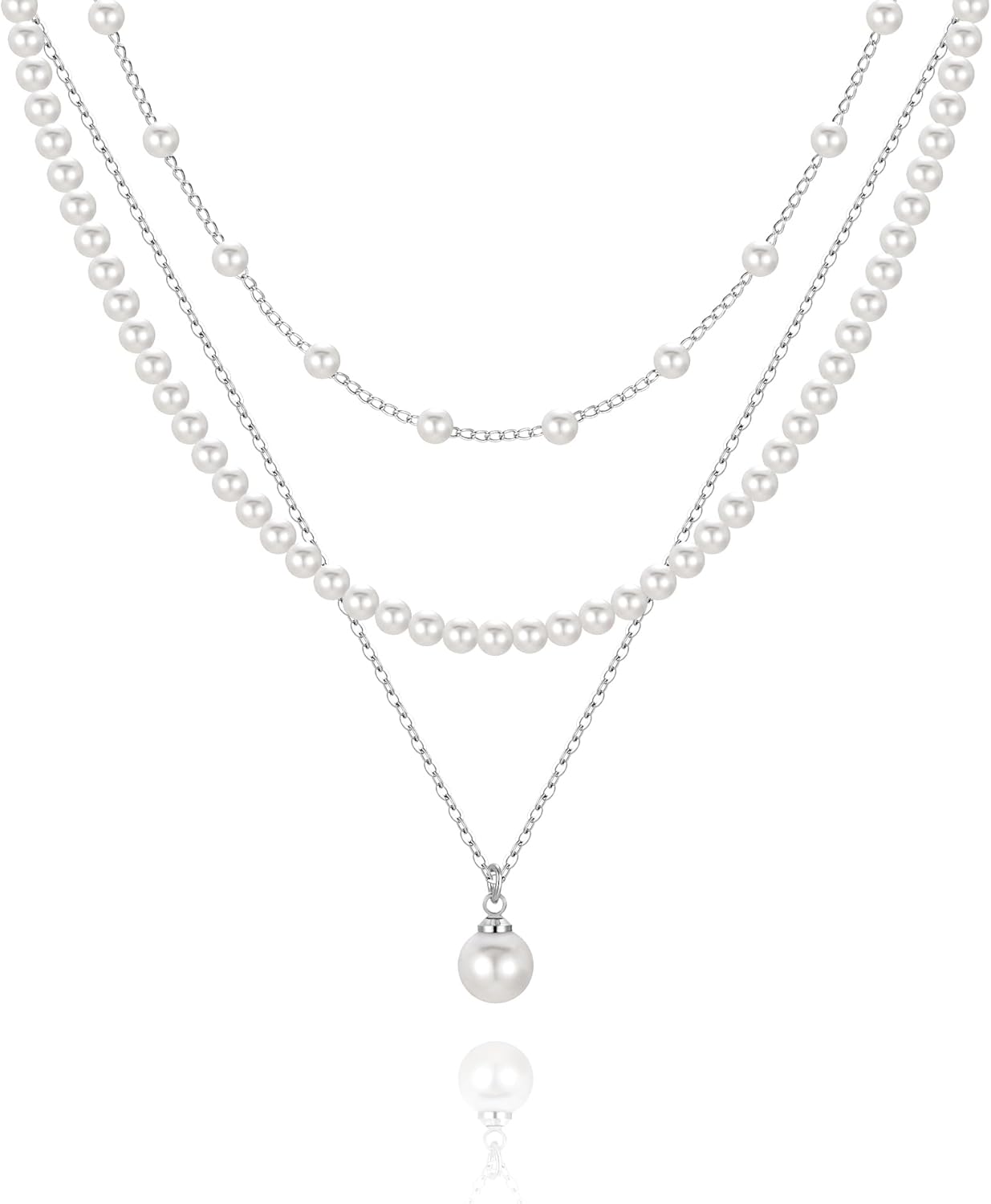 MJartoria Pearl Necklaces for Women, Dainty Layered Pearl Necklace Choker Trendy Jewelry Gifts for Wedding Birthdays Daily Wear - Image 8