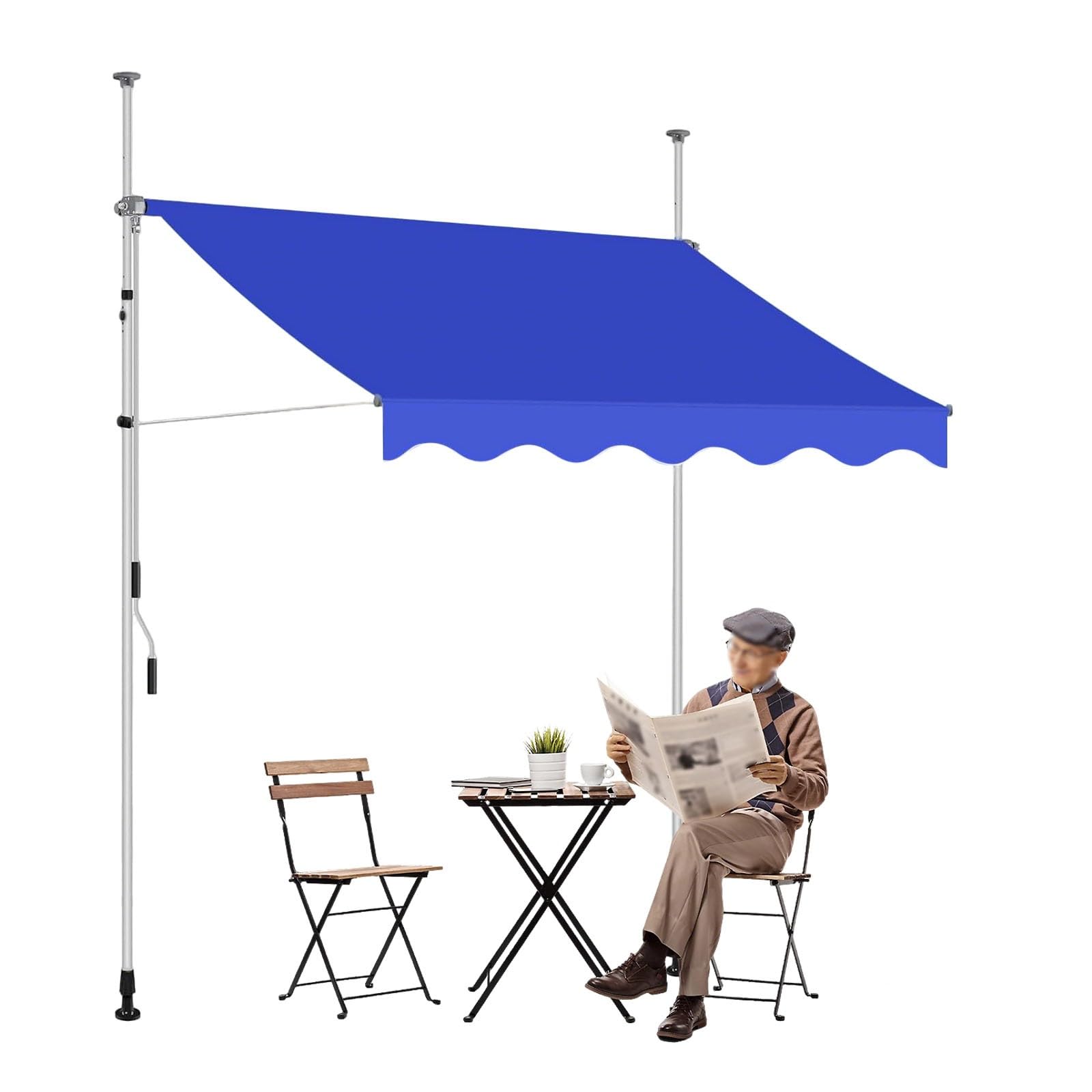 Wodoodporne markery na balkon i do ogrodu, 4 m, bez wiercenia, z korbą ręczną, odporne na promieniowanie UV, na patio, podwórka i do przestrzeni zewnętrznych, niebieskie
