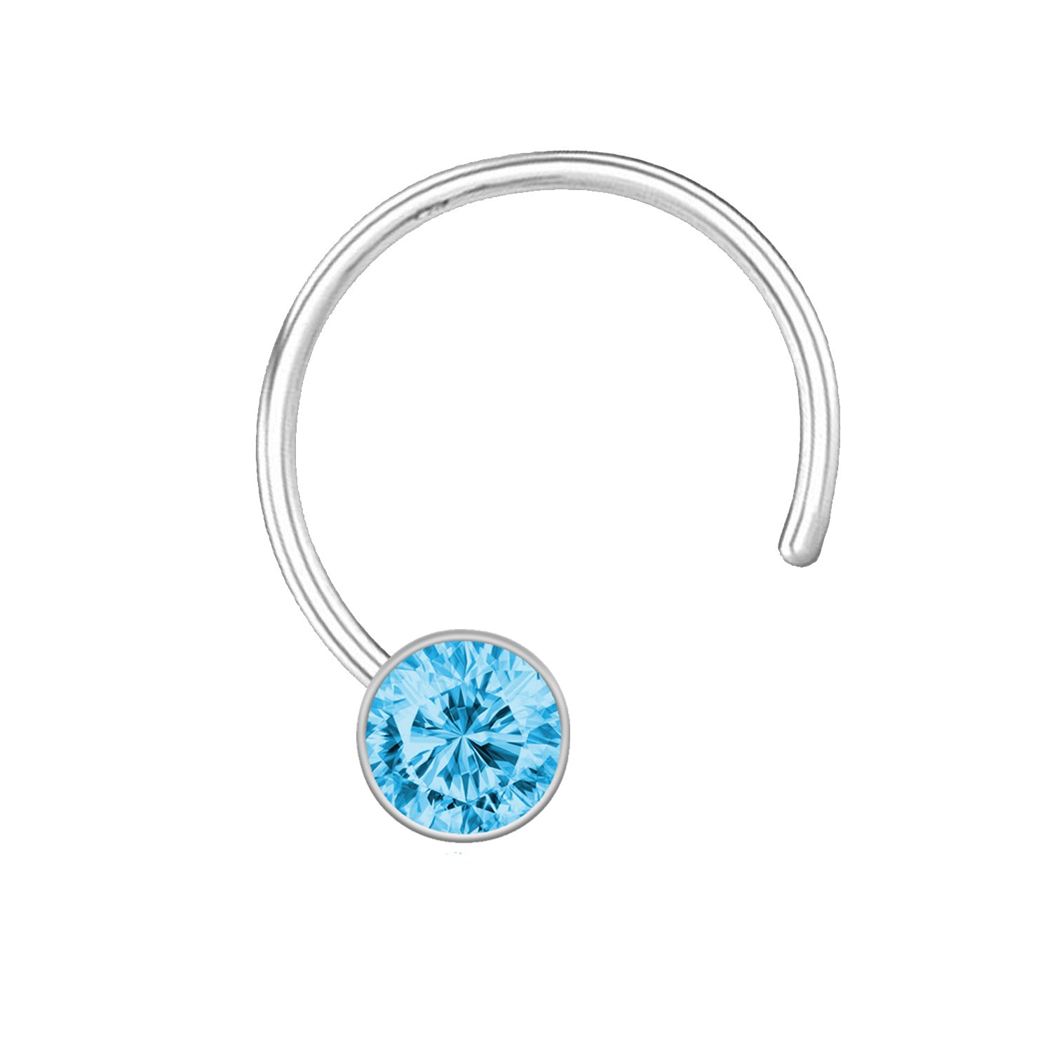 Peenzone 92.5-925 Sterling Silver Round Shape Sky Cubic Zirconia Cup Setting Nose Pin Stud for Women Girls-image-13