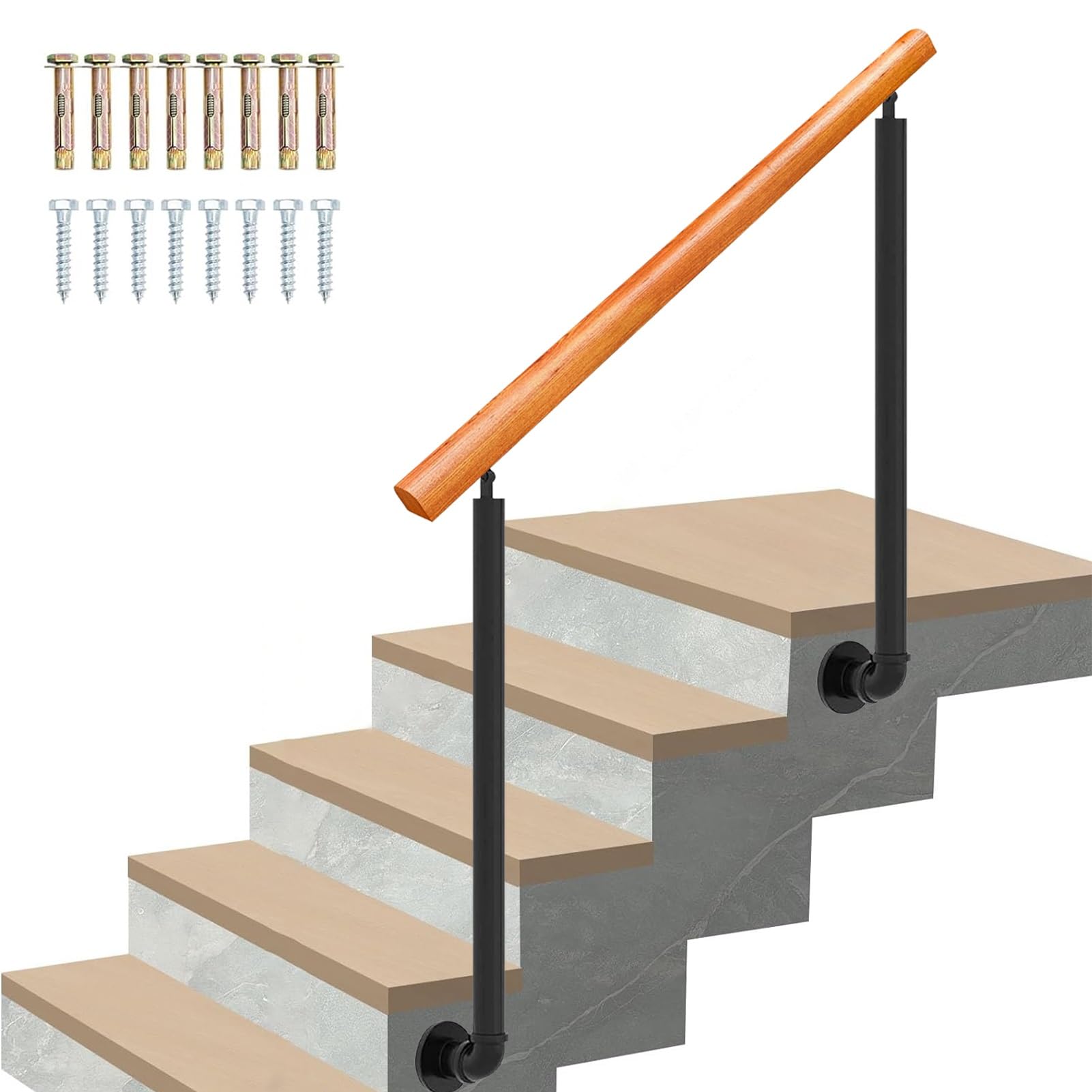 Rampe d'extérieur en bois pour sécuriser les entrées glissantes de 2 à 3 marches