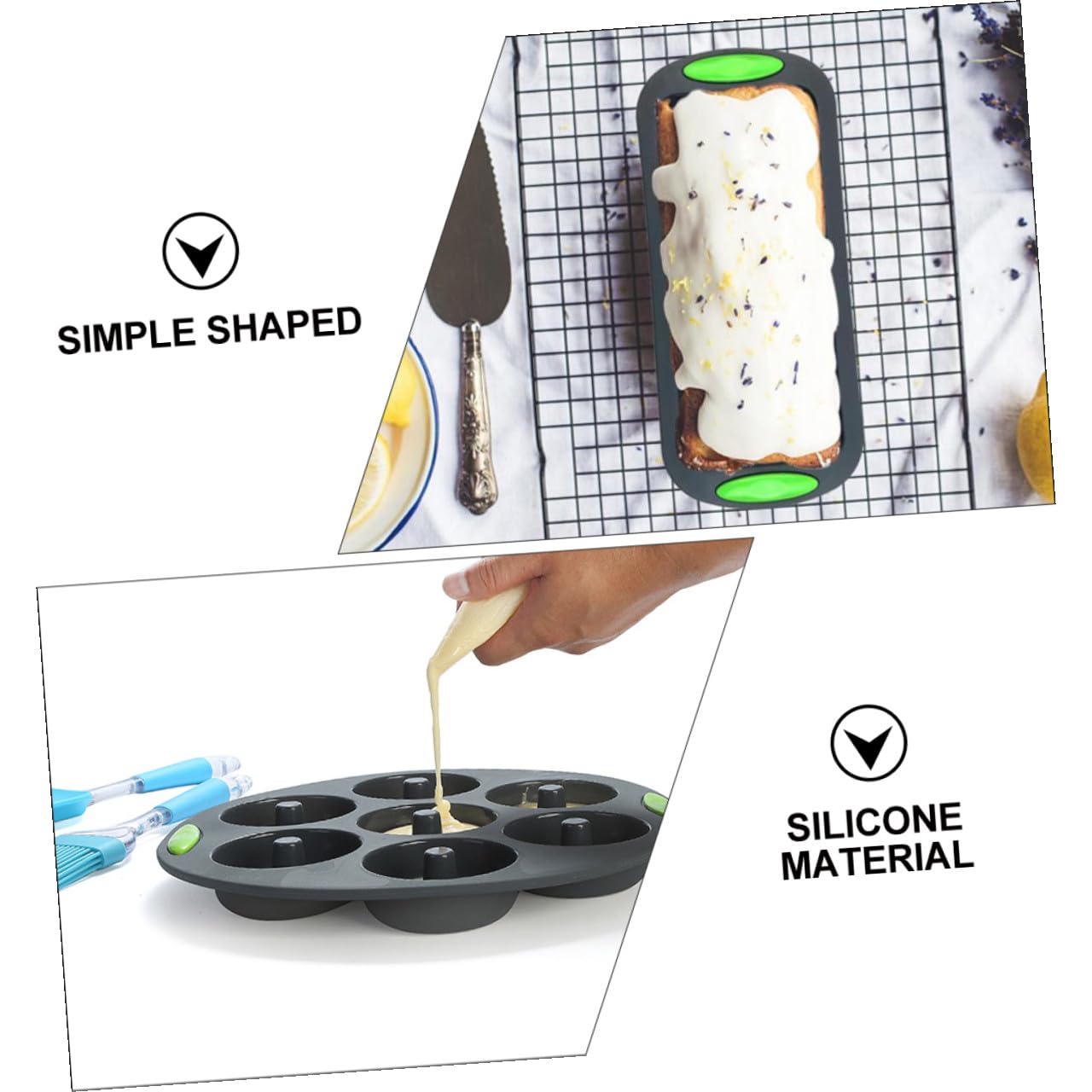 Molde de Silicona para Pastel 5 Piezas, Resistente a Temperaturas 40℃ a 240℃, Color Gris, Herramienta Práctica para Hornear DIY en Horno y Refrigerador, Utensilios Repostería
