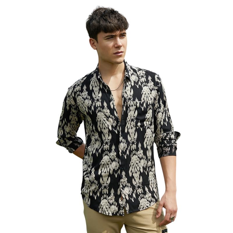 Image of CAHOOT Men's Shirt for Casual Wear | Spread Collar | Long Cuffed Sleeves | Button Closure | Shirt Crafted with Comfort Fit for Everyday Wear