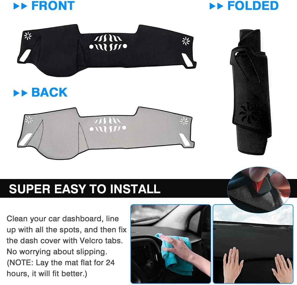 Autorder Dashboard Cover Mat for Kia Sorento 2021 2022 2023 2024 Accessories Dash Cover Flannel Dash Mat Sunshade Glare UV Rays Protector