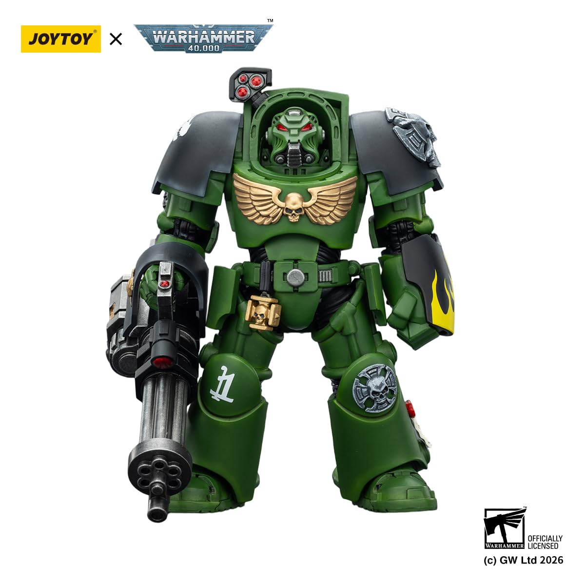 JOYTOY Action Figures Warhammer 40K Terminator Squad 1/18 Movable Model Collectible Figurine Ages 15+ (Salamanders Terminator 3 with Power Fist and Assault Cannon) - 3