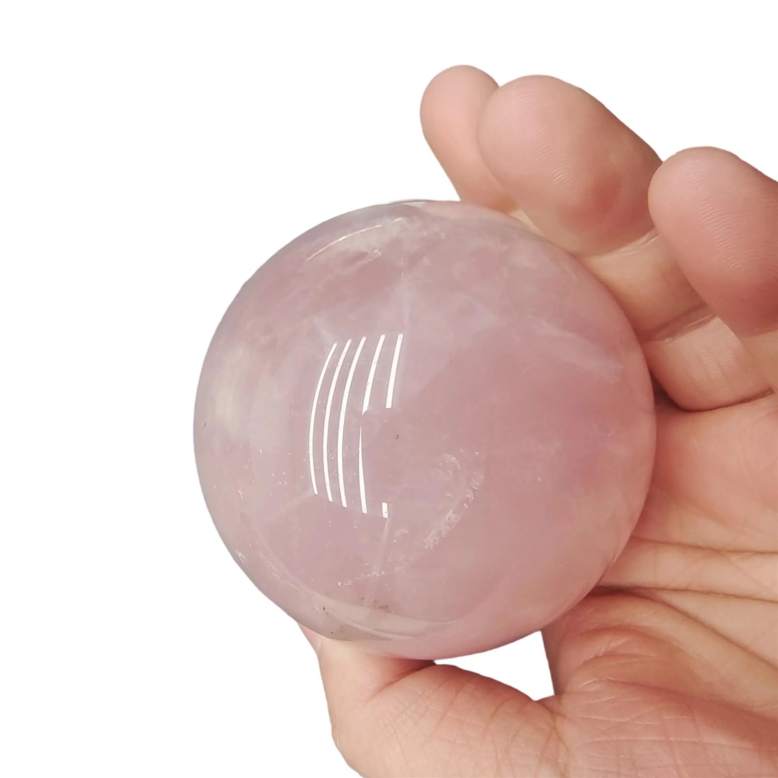 HAOYUNS Beautiful Natural Pink Rose Quartz Crystal Ball Sphere for Home Decor Reiki(61-70mm)