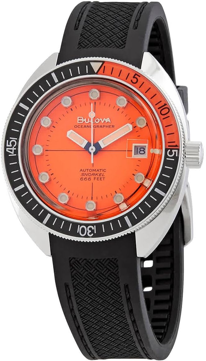 Bulova Devil Diver Oceanographer Black Rubber Strap Watch 41mm - 96B350