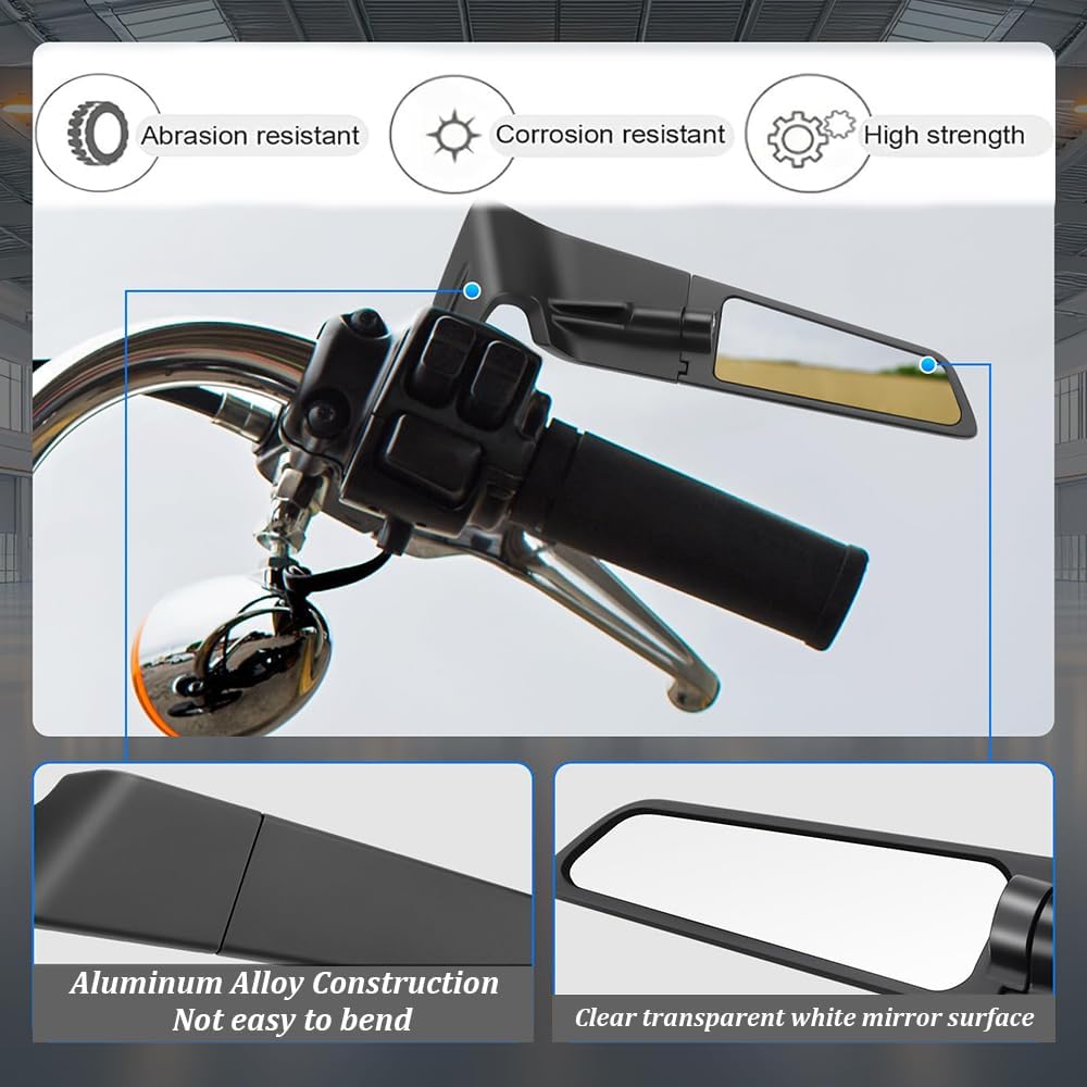 2 Pcs Motorcycle Rear View Mirrors for Suzuki GSX S 1000 2015 2016 2017 2018 2019 2020-2024, Adjustable Rotating Stealth Mirror Wind Wing Side Mirrors, Modified Handlebar Side Mirror