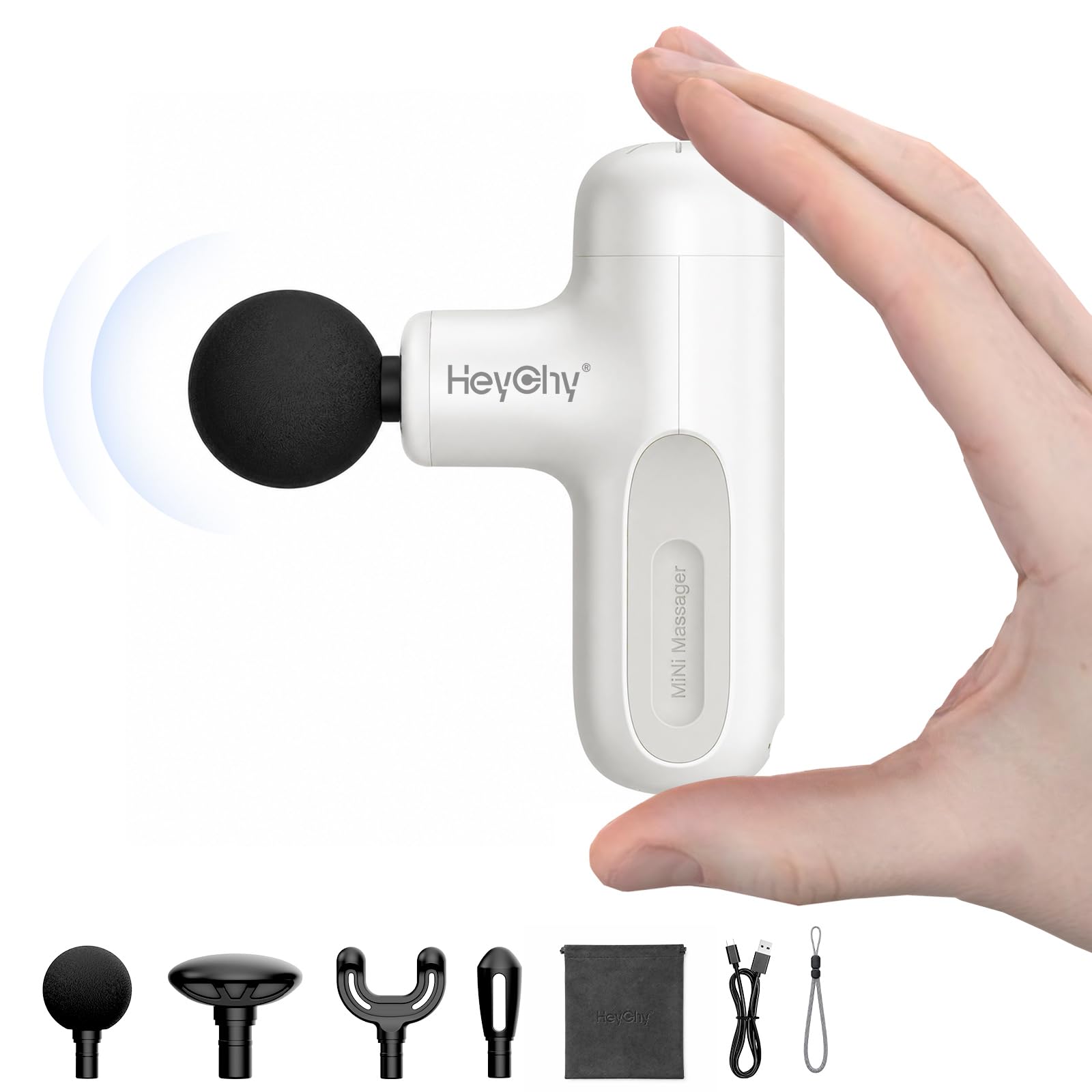HEYCHY Super Mini pistolet de massage en tissu profond pour athlètes, petit pistolet de massage de voyage, outil de massage musculaire portable de percussion pour soulager les douleurs corporelles