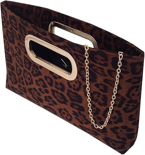 Miniatura 3 de JNB Embrague de leopardo pequeño con asa superior de ante sintético