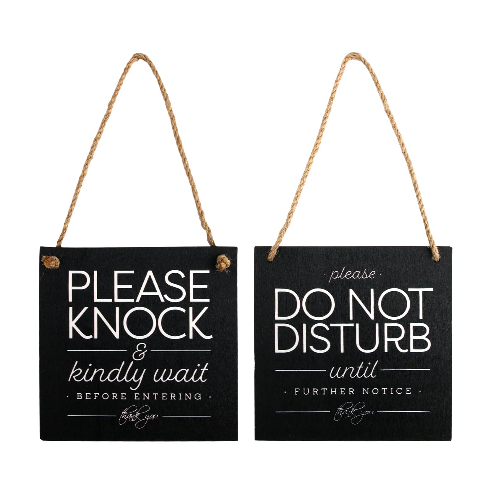 1 Pack 2 Sided Do Not Disturb Door Sign Black Knock or Kindly Wait Hanger Sign,6x6 Inch Square Do Not Disturb Plaque for Hotel Offices Homes Door Sign Decoration