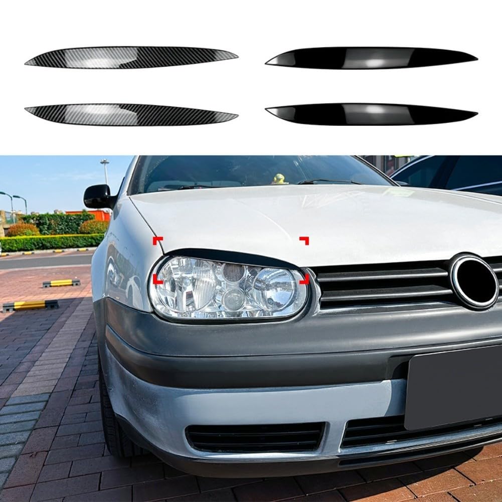 Cubierta de cejas para faros delanteros Golf MK4 GTI SDI R32 para FSI GL GLS 2 puertas y 4 puertas, plástico ABS, parte de estilo de luz delantera (aspecto de carbono)