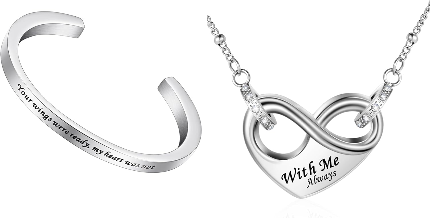 Dletay Urn Bracelet for Ashes Infinity Cremation Urn Necklace Memorial Ashes Bracelet Openable Cuff Bangle Bracelet