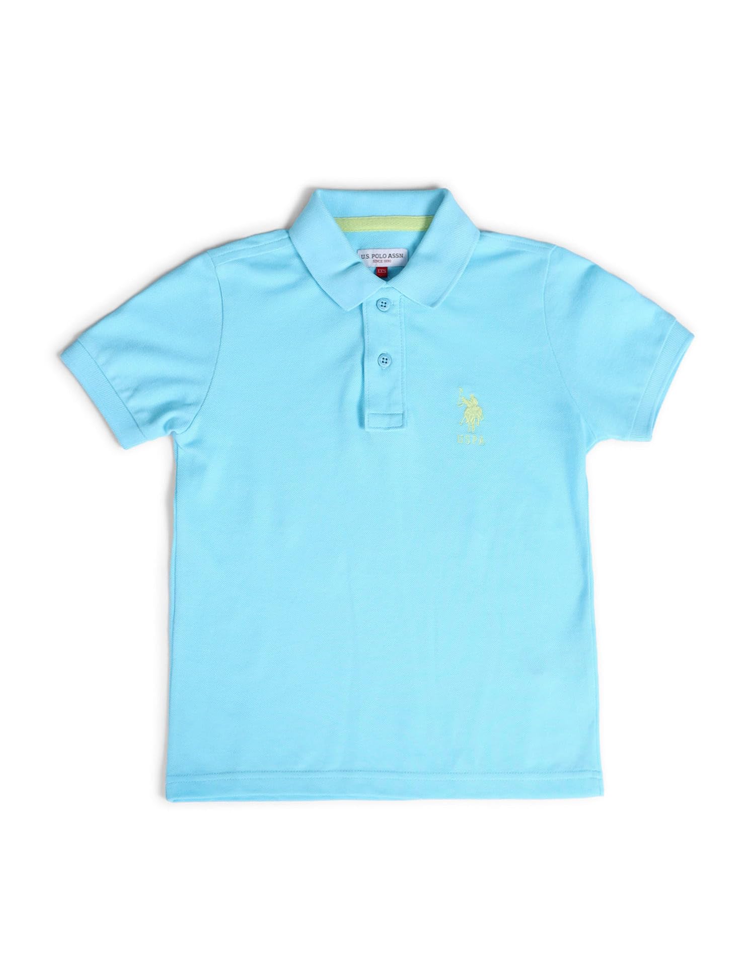 U.S. POLO ASSN. Kids Tshirt for Boys - 100% Cotton, Regular Fit, Solid Pattern, Polo T Shirts for Boys - 12M, Light Blue 4