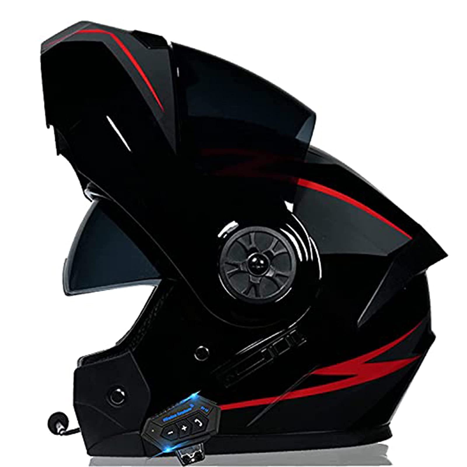 BGMKE Kask Motocyklowy Zintegrowany Modułowy Bluetooth Kask Integral Mężczyźni i Kobiety z Podwójnym Osłona Kaski Modułowe Otwierane Dorosłych Flip Full Face ECE Certification Kask Motocyklowy,S~XL