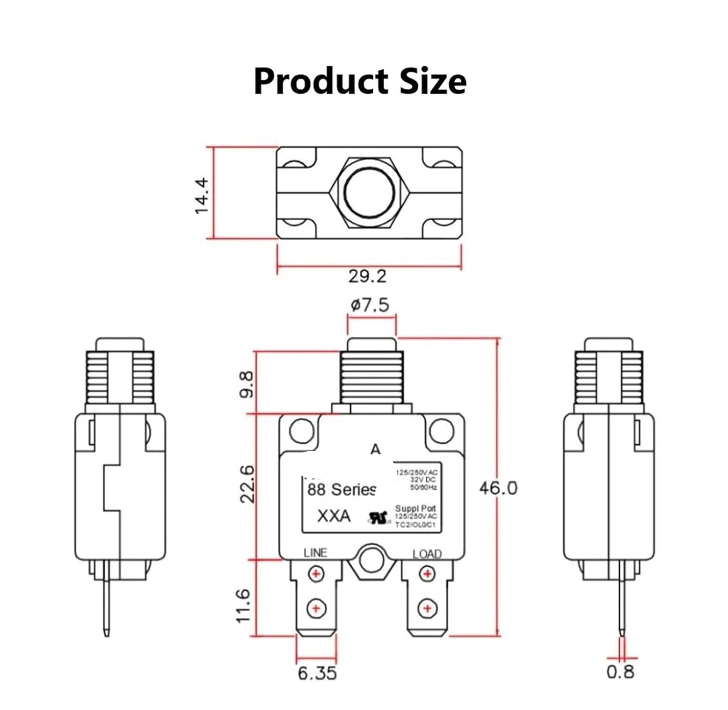 KUOYUH 88 series Press to Reset Circuit Breaker | Best Push Button Circuit  Breaker Supplier 1pc 88 series 3A Overload protector switch electronic starter mini