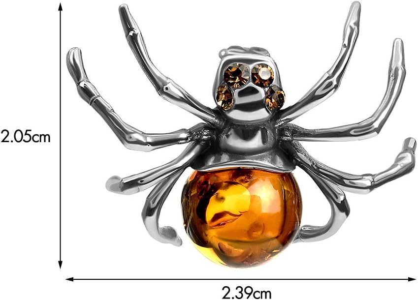 Ian and Valeri Co. Amber Sterling Silver Spider Pendant Necklace Chain 18 Inches
