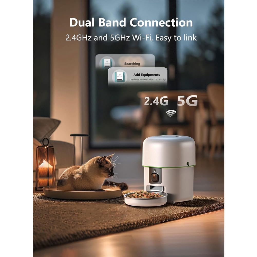 Inteligentny dozownik karmy na karmę automatyczny karmnik dla kotów z kamerą HD 1080P 5G WiFi dla psów dla kotów artykuły dla zwierząt domowych biały