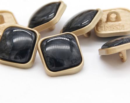 Decor Buttons,Retro Buttons,6 Pcs Square Light Gold Metal Coat Jacket Buttons for Clothing Sweaters Suit Decorations Sewing Accessories-White,30mm Color Black, Size 22mm
